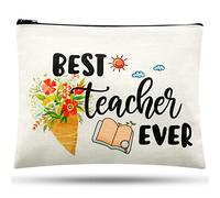 Svee Regalo di Apprezzamento per Insegnante per Natale Laurea Regalo Maestre Fine Anno Astuccio in Tela con Cerniera per Ringraziamento Pochette da Cosmetici per Maestre Scuola (Stile Fresco)