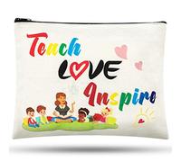 Svee Regalo di Apprezzamento per Insegnante per Natale Laurea Regalo Maestre Fine Anno Astuccio in Tela con Cerniera per Ringraziamento Pochette da Cosmetici per Maestre Scuola (Stile Carino)