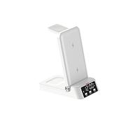 Sveglia 4 in 1 pieghevole QI Fast Wireless Charger Pad Station for auricolare for orologio,Compatibilità universale(White)
