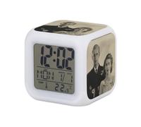 Sveglia a cubo luminoso bianco - Regina Elisabetta II e Philip Ritratto 1940 Regina d'Inghilterra Vintage - 7,8 x 7,8 x 7,8 cm - Retro illuminazione multicolore LED