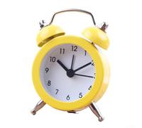 Sveglia a doppia campana in metallo con movimento al quarzo, quadrante analogico e lente in vetro, funzionamento a batteria, funzionamento notturno silenzioso per camera da letto o ufficio (giallo)