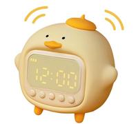 Sveglia a forma di anatra con luce notturna morbida, lampada ricaricabile in silicone, luminosità regolabile, doppia sveglia per camera da letto, orologio portatile a LED con snooze e melodie