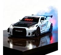 Sveglia a forma di auto LED ricaricabile, orologio da tavolo modello superauto con telecomando, suono motore simulato ed effetti luminosi con vaporizzazione scarico, per decorazione camera (White)