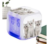 Sveglia a forma di gatto, orologio da tavolo a LED a forma di cubo, orologio digitale per bambini, sveglia elettronica colorata, orologio per gli amanti dei gatti per aula e il soggiorno