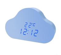 Sveglia a forma di nuvola con display a LED luminoso, snooze attivato dalla voce e lettura della temperatura per uso domestico o ufficio (blu e blu)