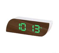 Sveglia a LED combinata e specchio da trucco a forma di goccia con display della temperatura, formato orario 12/24 ore, sveglia regolabile, perfetto per comodino o toletta (verde)