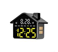 Sveglia a LED con display digitale chiaro che mostra ora, data, giorno, impostazioni di allarme e monitoraggio della temperatura in tempo reale (giallo)
