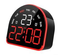 Sveglia a LED con luce ambientale con doppio display della temperatura (Celsius/Fahrenheit), orologio elettronico multifunzionale per camera da letto, soggiorno o ufficio (rosso)