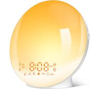 Sveglia a LED con radio e luce per il risveglio, lampada da comodino con 20 livelli di luminosità e simulatore di alba e tramonto - Regalo a sorpresa