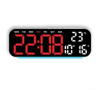 Sveglia a LED, orologio multifunzione con temperatura, visualizzazione della data e del giorno, luce ambientale regolabile per l'atmosfera della stanza (G)