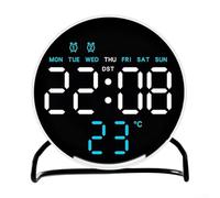 Sveglia a LED per uso desktop con luce notturna e funzione timer conto alla rovescia, controllo con pulsante touch, visualizzazione dinamica dell'ora e della data (bianco blu)