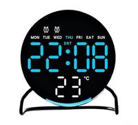 Sveglia a LED per uso desktop con luce notturna e funzione timer conto alla rovescia, controllo con pulsante touch, visualizzazione dinamica dell'ora e della data (nero blu)