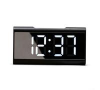Sveglia a specchio a LED, 16 x 8,2 x 3,5 cm, orologio digitale da scrivania con display della temperatura, alimentazione USB e batteria di backup, per casa, ufficio e camera da letto (bianco)