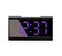 Sveglia a specchio a LED, 16 x 8,2 x 3,5 cm, orologio digitale da scrivania con display della temperatura, alimentazione USB e batteria di riserva, per casa, ufficio e camera da letto (blu)