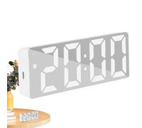 Sveglia a specchio a LED, sveglia digitale,Sveglie da scrivania luminose a grande schermo con specchio | Sveglie moderne silenziose con data e temperatura, ornamenti da tavolo per camera da