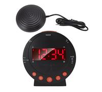 Sveglia a vibrazione per sordi con 113 decibel, sveglia per persone sorde, orologio vibrante con luce rossa lampeggiante per chi dorme e anziani con problemi di udito