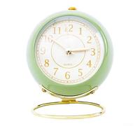 Sveglia al quarzo con movimento silenzioso e base convessa in metallo, display con numeri chiari e luminosi, progettata per stanze silenziose, funziona con una batteria AA (verde)