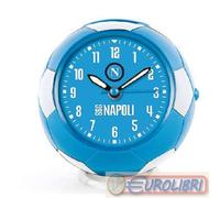 Orologio sveglia al quarzo modello pallone colore bianco azzurro diametro quadra