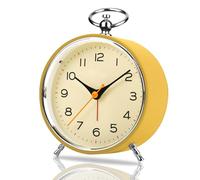 Sveglia analogica in stile retrò, senza ticchettio, 4,3", rotonda, analogica, con luce notturna e snooze, funzionamento a batteria, forte per chi dorme profondamente, bambini, anziani, sveglia