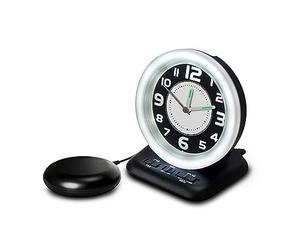 Sveglia Analogica per non Udenti con Squillo Forte da 80dB, Luce Flash e Cuscino Vibrante - Il WAKE 'N' SHAKE Vintage per Svegliare i Dormiglioni - Porta di ricarica USB - Versione IT