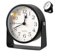 Sveglia analogica senza ticchettio, classica sveglia analogica con luce, sveglia senza ticchettio, design analogico, da tavolo, per comodino, camera da letto, soggiorno (11,5 x 10,5 cm)