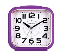 Sveglia analogica silenziosa da 14 cm, senza ticchettio, sveglia delicata, suono bip, aumento del volume, funzione snooze e luce a batteria, set facile, viola