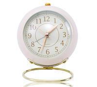 Sveglia Analogica Silenziosa Senza Ticchettio, orologio da tavolo retrò con luce notturna, funzionamento a batteria, facile da usare e allarme forte per Camera da Letto, Cucina, Ufficio (Bianco)