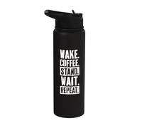 Sveglia, caffe', sta' in piedi, aspetta, ripeti. Stainless Steel Insulated Water Bottle