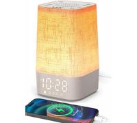 Sveglia con 30 suoni naturali, sveglia con luce alba, lampada da comodino, dimmerabile, con funzione di ricarica, per addormentarsi e timer, regalo per mamma e papà, donne e uomini