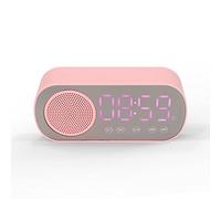 Sveglia con altoparlante Bluetooth/Luce illuminata/Schermo a specchio, Portatile Micro-USB ricarica Radio FM Orologio digitale rosa con suono HIFI Regalo per Ragazze Lettura di Viaggi Sport
