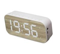 Sveglia con Altoparlante, Sveglia da Comodino Specchio Display Digitale Suono Coinvolgente Multifunzionale per la Casa (WHITE)