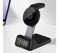 Sveglia con base di ricarica wireless da 15 W - Compatibile con iOS e Android, sveglia digitale per più dispositivi, regalo di compleanno per donne