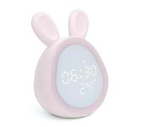 Sveglia con luce notturna dimmerabile senza gradini, orologio digitale a LED, programma intelligente di controllo per ragazzi e ragazze, adorabile coniglio