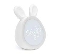 Sveglia con luce notturna dimmerabile senza scatti LED, sveglia digitale con programma intelligente e controllo per bambini, ragazzi e ragazze, adorabile coniglio