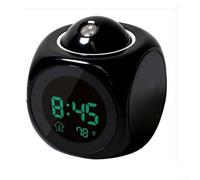 Sveglia con proiettore a LED, display digitale multifunzione della temperatura, orologio con proiezione vocale per camera da letto, soffitto, cucina, scrivania, mensola, parete (nero)