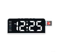 Sveglia con proiezione a LED con display girevole, schermo LED multifunzione che mostra ora, data, temperatura e giorno della settimana, snooze regolabile, per uso sul comodino, 23,3 x 2,3 x 8,1 cm