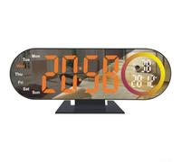 Sveglia con proiezione con display digitale a LED, ora, data, temperatura, controllo della luminosità e luce notturna RGB dinamica per qualsiasi stanza (Routine Cheng Guang)