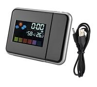Sveglia con proiezione digitale, orologio con proiettore delle previsioni del tempo a LED, termometro da esterno per interni per il monitoraggio della temperatura (Nero)