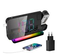 Sveglia con proiezione per camera da letto, 168 mm, con 6 livelli di luminosità e luce notturna RGB e proiettore girevole a 360°, sveglia con proiezione, orologio da scrivania per camera da letto