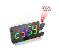 Sveglia con proiezione, Sveglia Digitale a Specchio, 5 volumi, Snooze, caricabatteria USB, 5 Livelli di oscuramento Automatico, Orologio Digitale per Bambini, Anziani,White