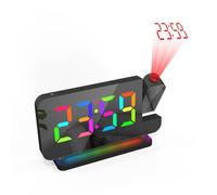 Sveglia con proiezione, Sveglia Digitale a Specchio, 5 volumi, Snooze, caricabatteria USB, 5 Livelli di oscuramento Automatico, Orologio Digitale per Bambini, Anziani,Black