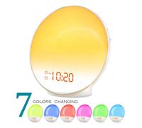 Sveglia con simulazione dell'alba, luce di risveglio graduale, macchine per il rumore bianco per mattine serene, sveglia a doppia modalità,