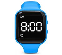 Sveglia con vibrazione, impermeabile, silenzioso, con timer e 15 sveglie giornaliere (quadrato blu, impermeabile)