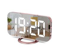 Sveglia da comodino digitale con schermo LED grande dimmerabile, con 3 livelli di luminosità, 2 porte USB, snooze, una decorazione moderna per la casa e la camera da letto, oro rosa