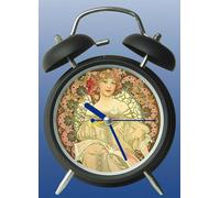 Sveglia da comodino silenziosa Art Nouveau Orologio per tavolo con luce di Mucha