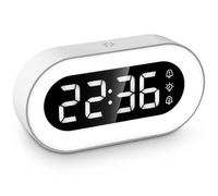 Sveglia da Comodino, Sveglia Digitale con Led Numeri Grandi, 2 Allarmi, 18 Suonerie, Snooze, Suoni e Luminosità Regolabile, Porta di Ricarica USB, Orologio digitale con luci per bambini anziani