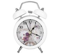 Sveglia da Comodino Vintage, Digitale Orologio da Comodino elettronico Mini Portatile in Metallo con luci Scintillanti per casa Camera Ufficio, Bianco