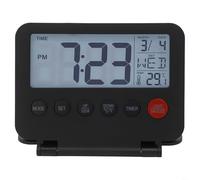 Sveglia da viaggio compatta con display multifunzione, volume regolabile e temperatura per comodità quotidiana (nero)