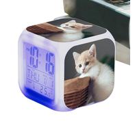Sveglia di allarme per gatti a LED multifunzionale - orologio da tavolo digitale che cambia colore, grande schermo Display della data di , luce notturna silenziosa | Confezione regalo decorativa
