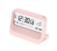 Sveglia digitale a batteria, con visualizzazione ora, data, temperatura, giorno, 3 sveglie, formato 12/24h, per bambini/camera da letto/dormienti pesanti/viaggi (rosa)
